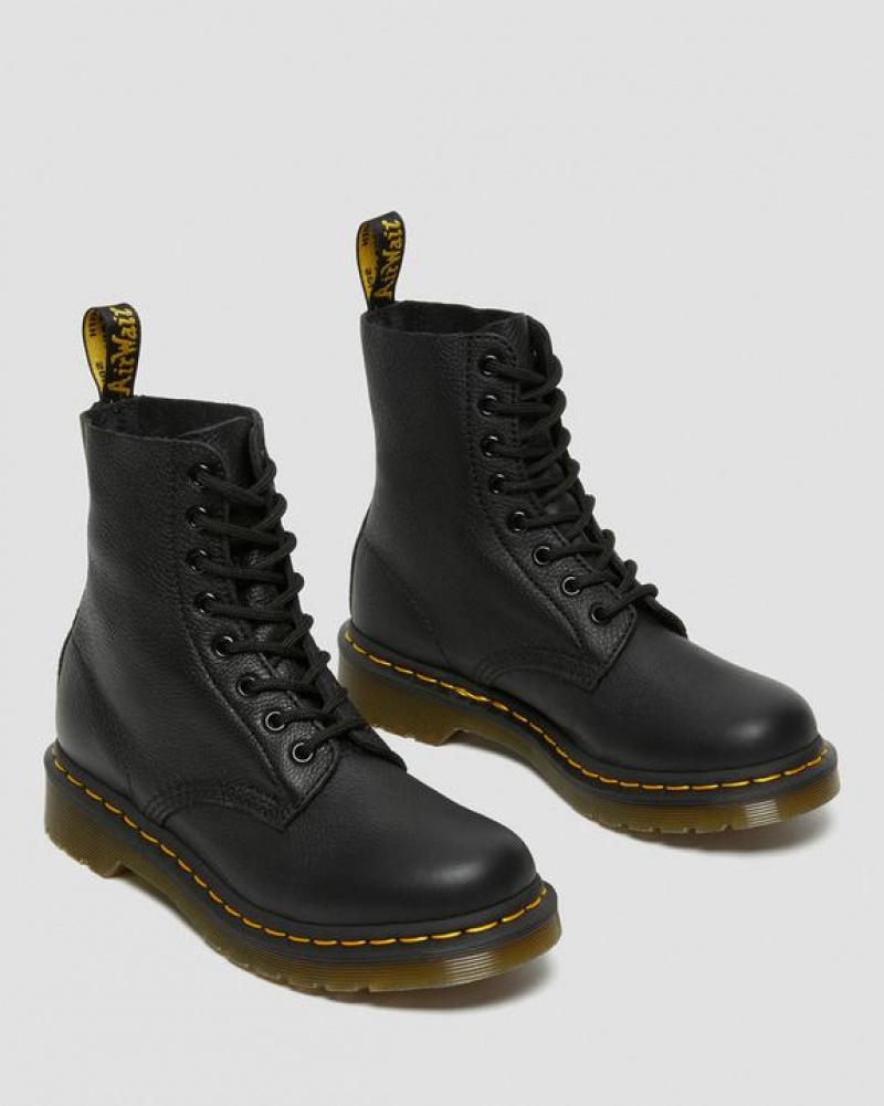 Black Women's Dr Martens 1460 Women's Pascal Virginia Leather Boots | USA_Dr37502