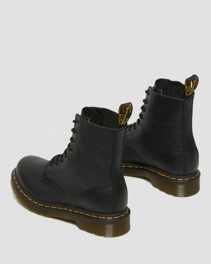 Black Women's Dr Martens 1460 Women's Pascal Virginia Leather Boots | USA_Dr37502