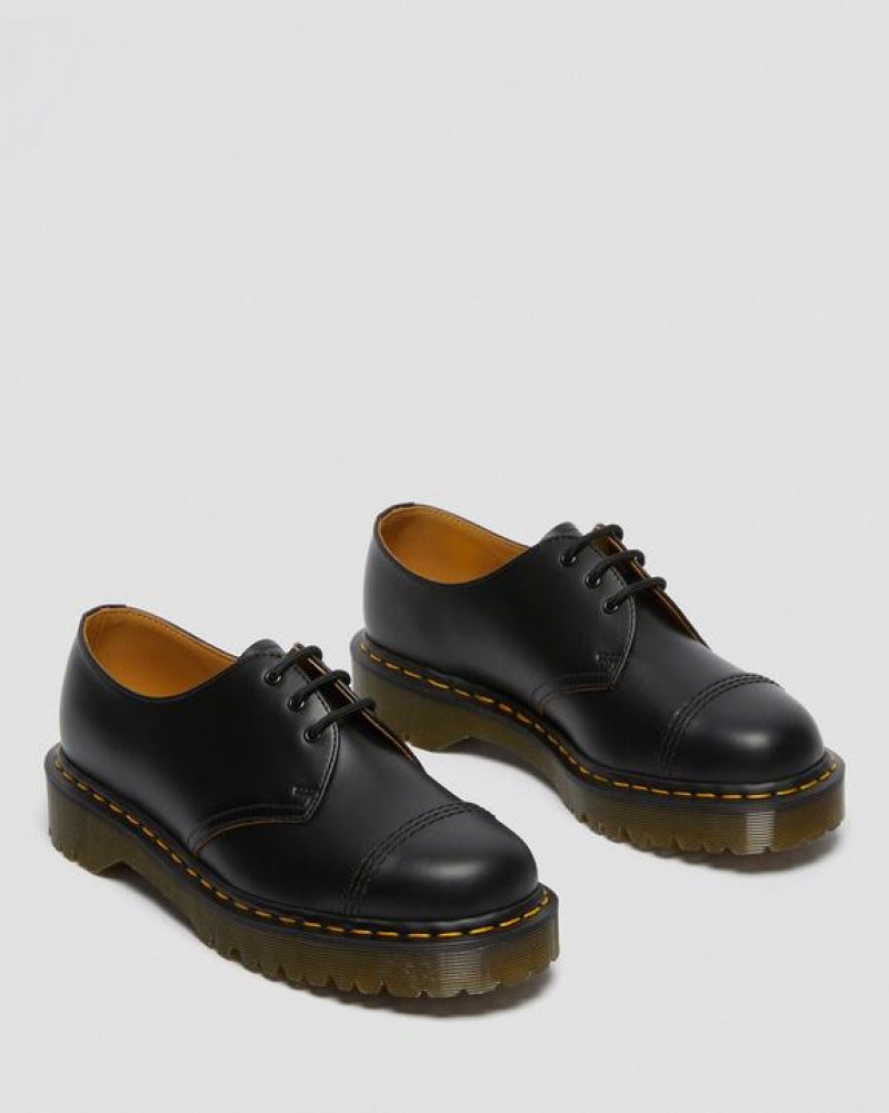 Black Women's Dr Martens 1461 Bex Made in England Toe Cap Oxford Shoes | USA_Dr58965