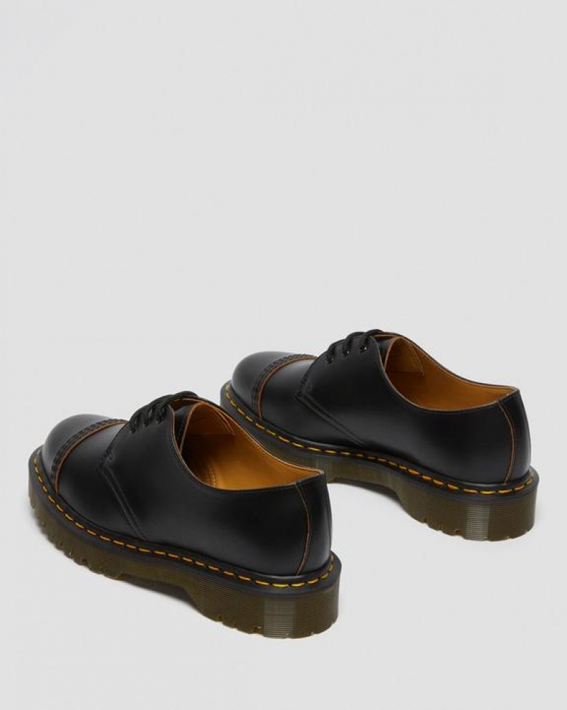 Black Women's Dr Martens 1461 Bex Made in England Toe Cap Oxford Shoes | USA_Dr58965