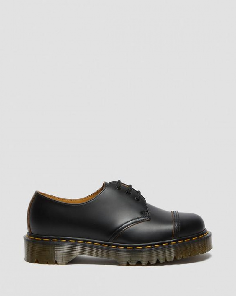 Black Women's Dr Martens 1461 Bex Made in England Toe Cap Oxford Shoes | USA_Dr58965