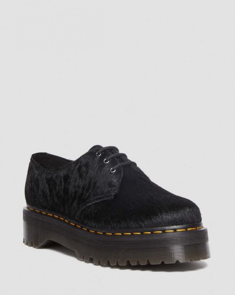 Black Women\'s Dr Martens 1461 Hair-On Platform Shoes | USA_Dr81293