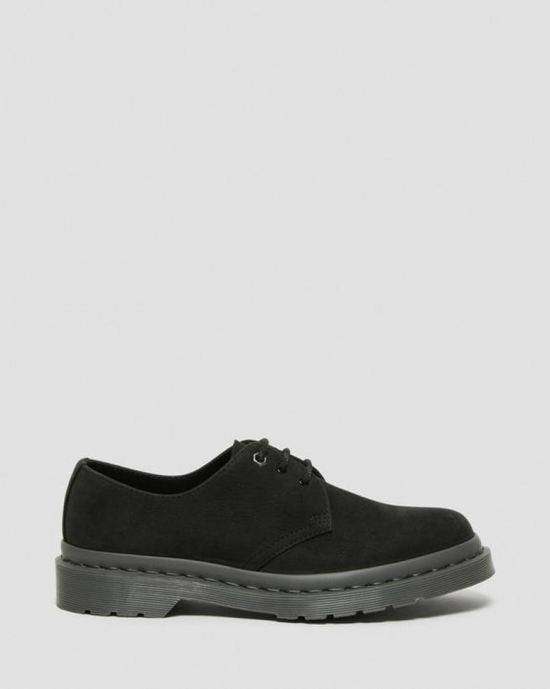 Black Women's Dr Martens 1461 Mono Milled Nubuck Leather Oxford Shoes | USA_Dr50363