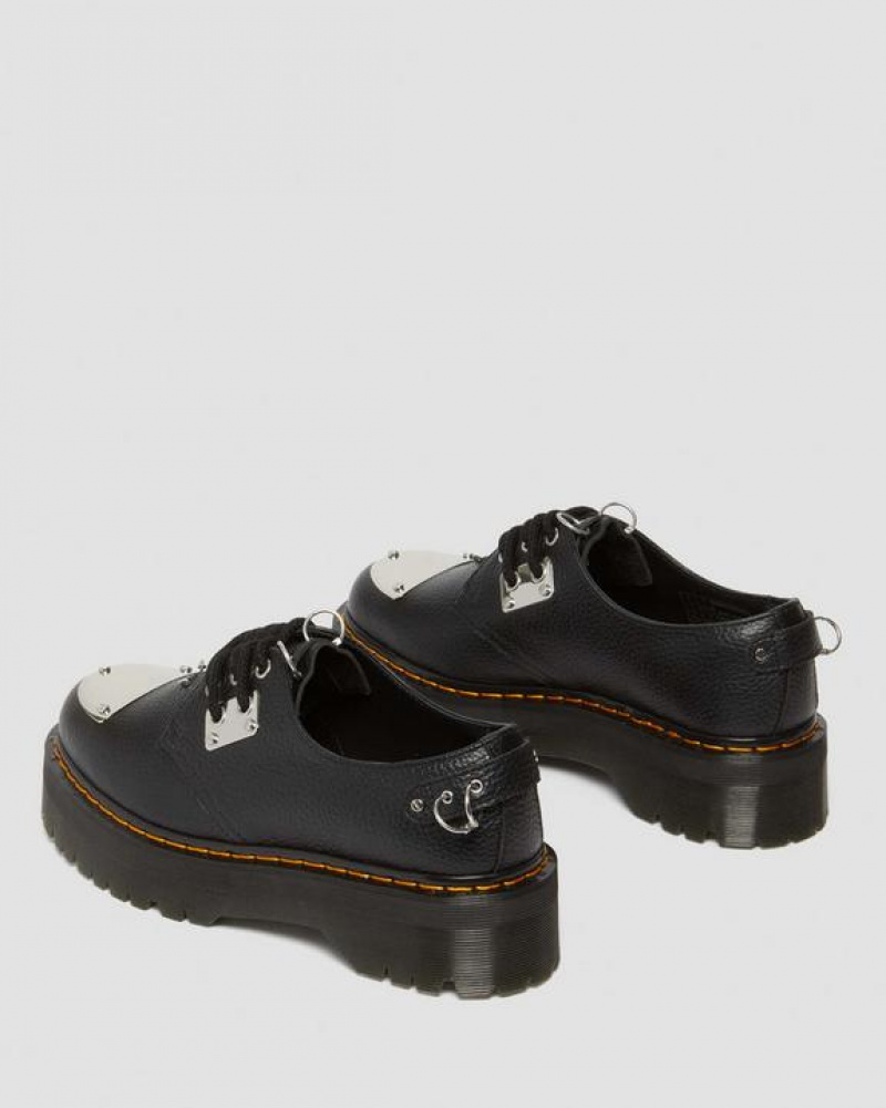 Black Women's Dr Martens 1461 Piercing Milled Nappa Leather Platform Shoes | USA_Dr69359