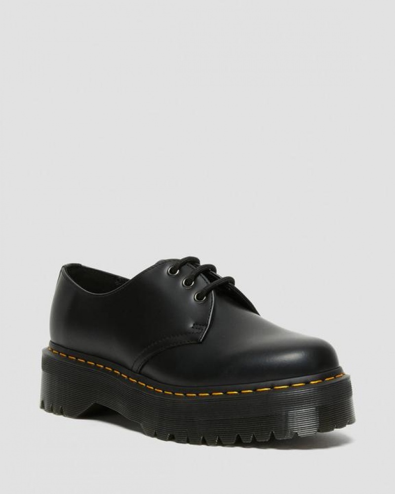 Black Women\'s Dr Martens 1461 Smooth Leather Platform Shoes | USA_Dr38622