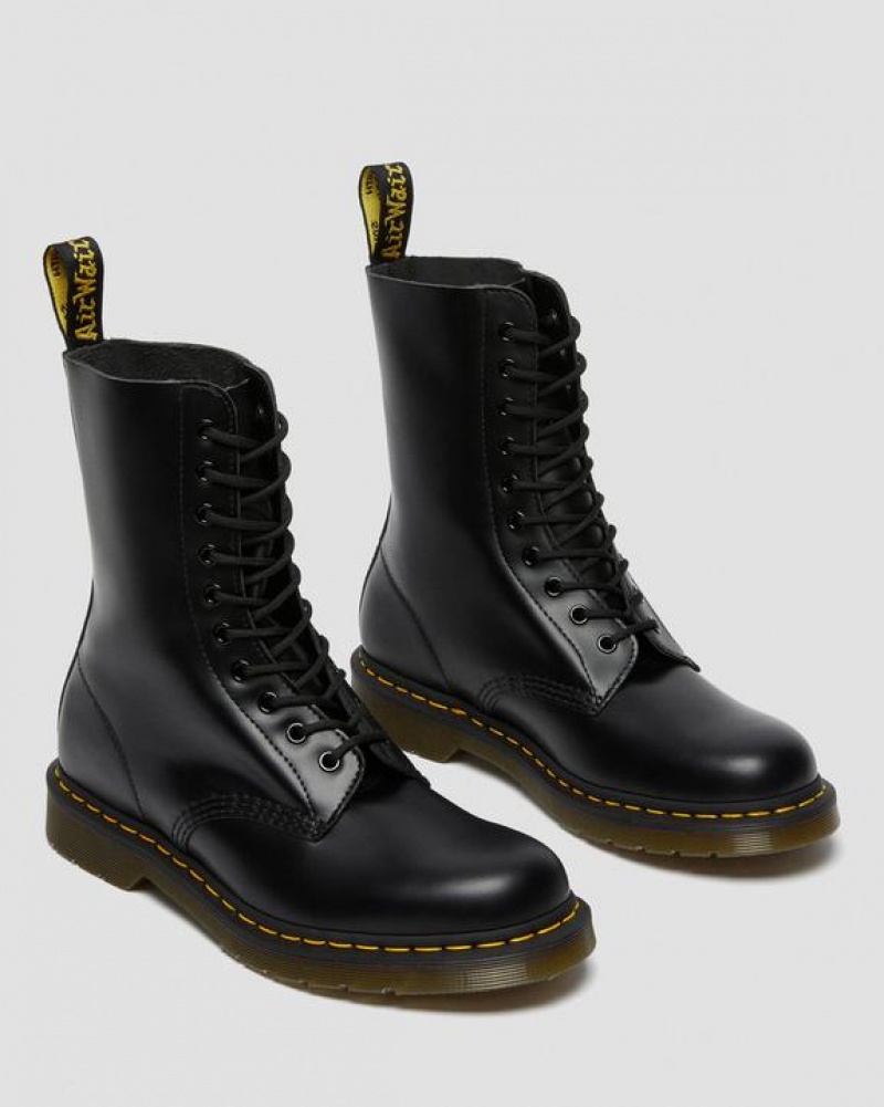 Black Women's Dr Martens 1490 Smooth Leather Mid Calf Boots | USA_Dr81491