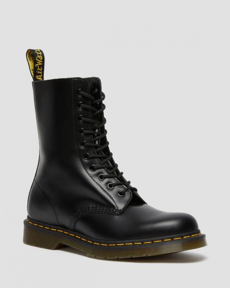 Black Women\'s Dr Martens 1490 Smooth Leather Mid Calf Boots | USA_Dr81491