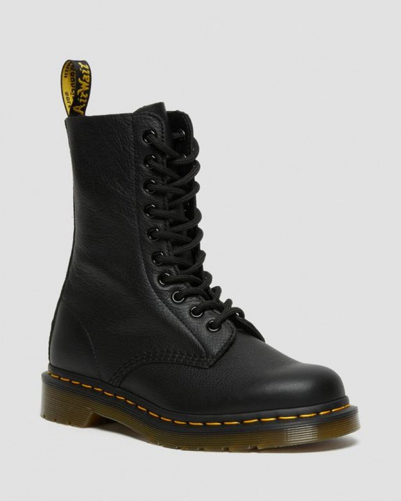 Black Women\'s Dr Martens 1490 Virginia Leather Mid Calf Boots | USA_Dr10983