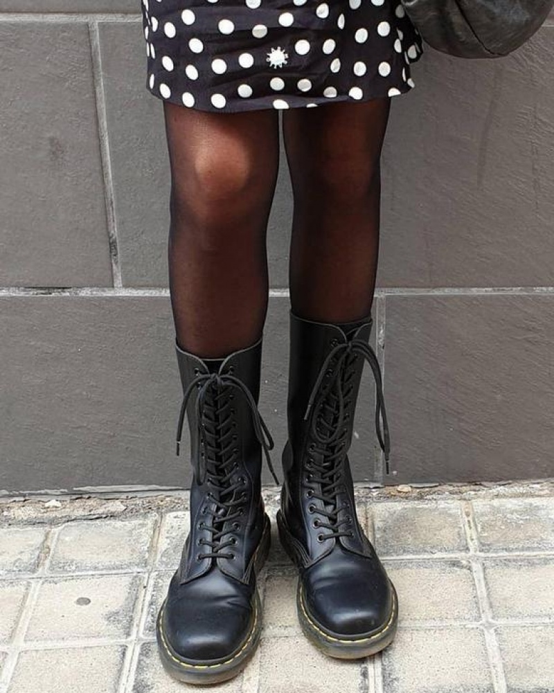 Black Women's Dr Martens 1914 Smooth Leather Tall Boots | USA_Dr14707