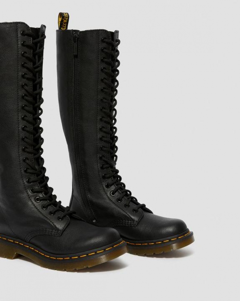 Black Women's Dr Martens 1B60 Virginia Leather Knee High Boots | USA_Dr66886