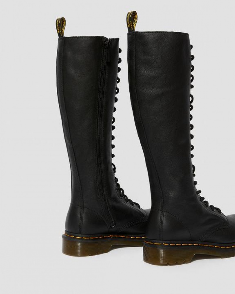 Black Women's Dr Martens 1B60 Virginia Leather Knee High Boots | USA_Dr66886