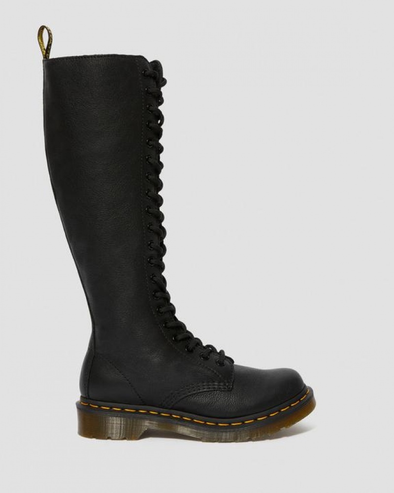 Black Women's Dr Martens 1B60 Virginia Leather Knee High Boots | USA_Dr66886