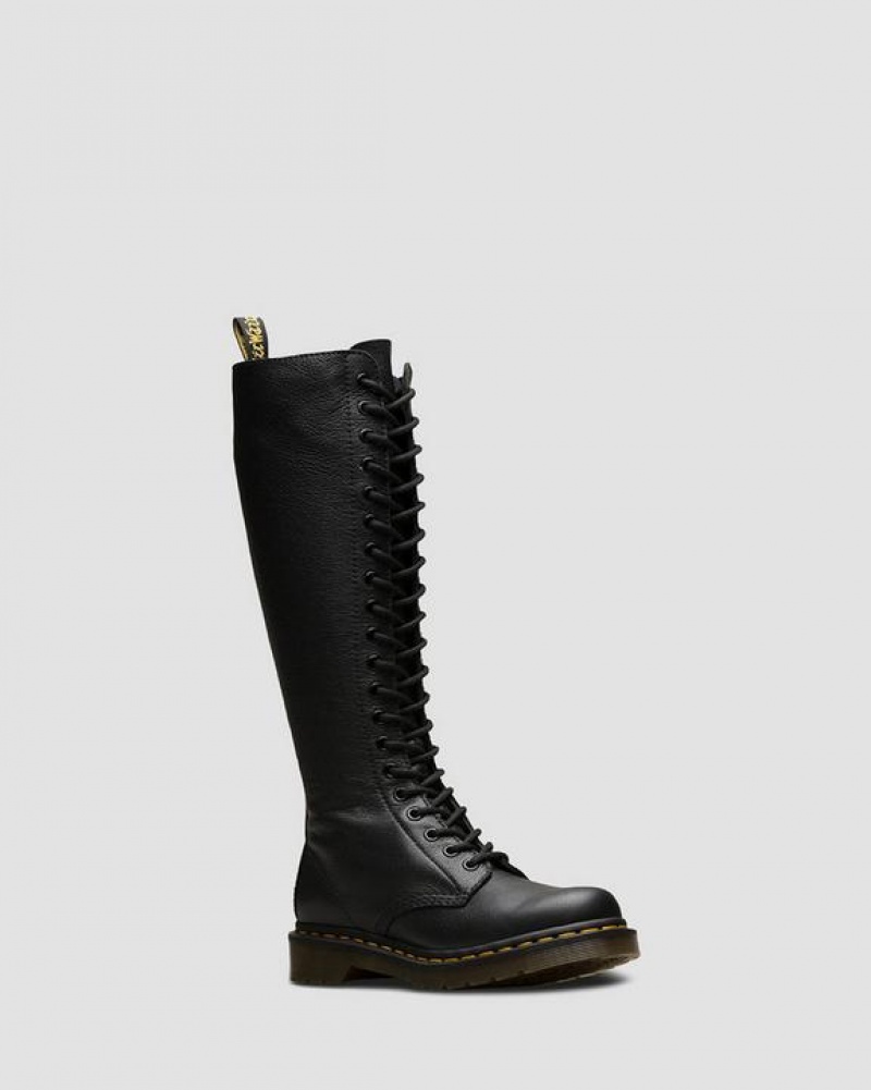 Black Women\'s Dr Martens 1B60 Virginia Leather Knee High Boots | USA_Dr66886