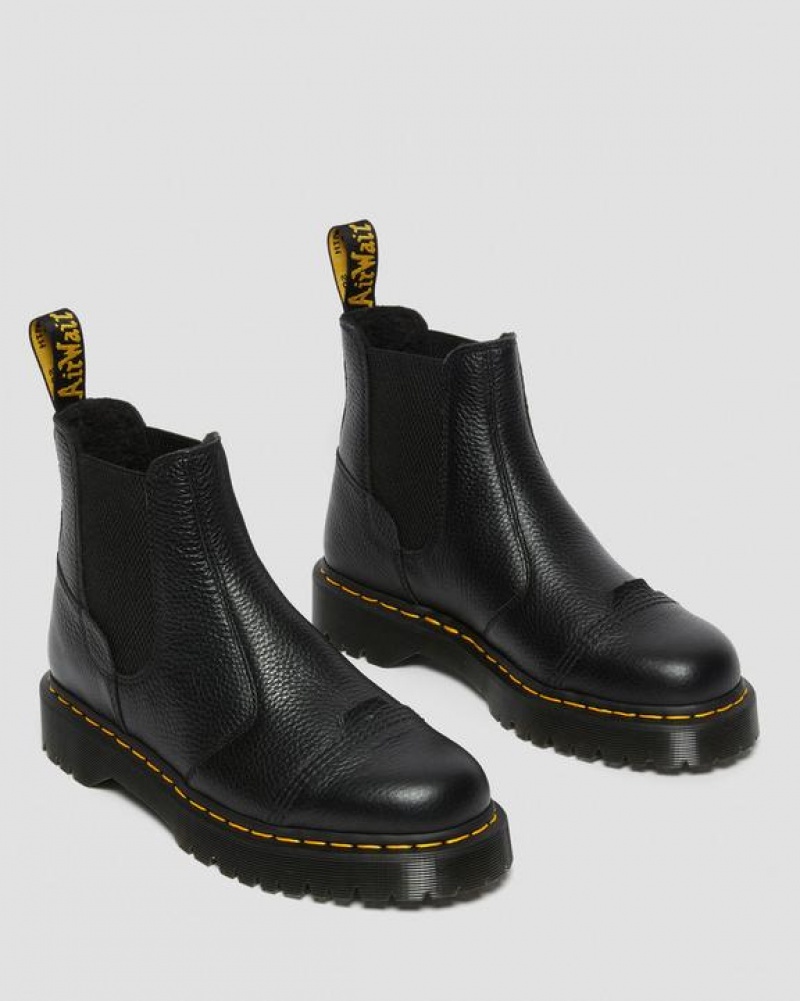 Black Women's Dr Martens 2976 Bex Fleece-Lined Platform Chelsea Boots | USA_Dr71426