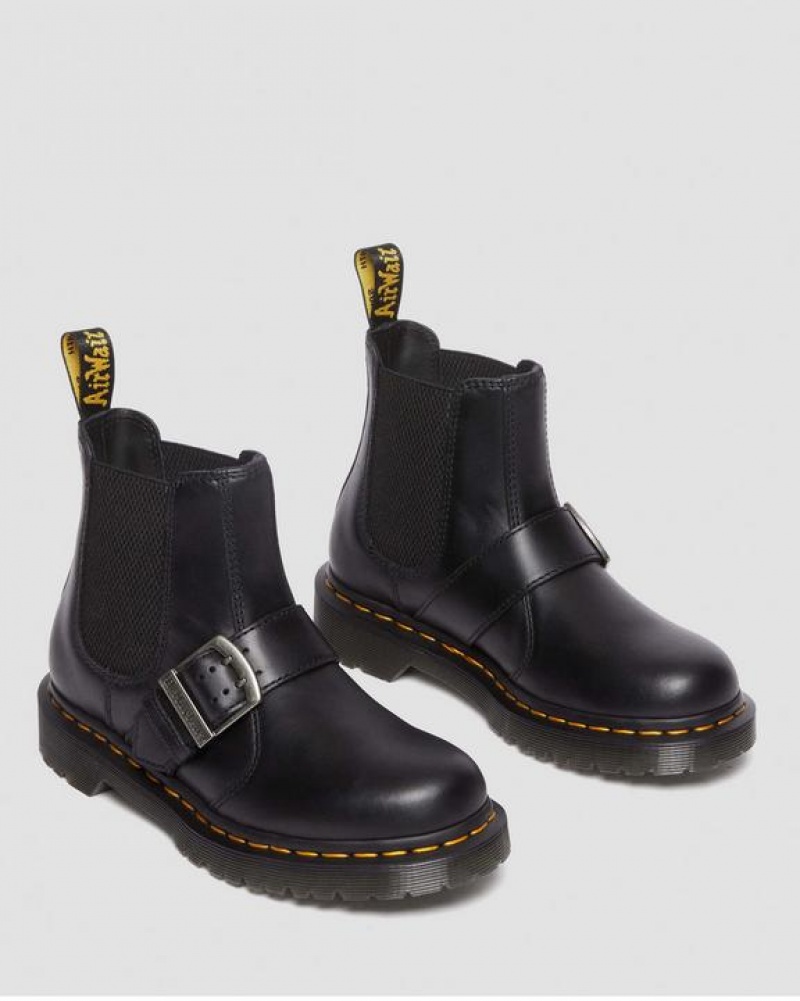 Black Women's Dr Martens 2976 Buckle Pull Up Leather Chelsea Boots | USA_Dr25218