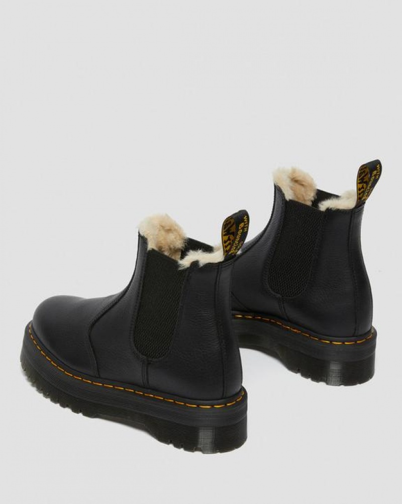 Black Women's Dr Martens 2976 Faux Fur Lined Platform Chelsea Boots | USA_Dr36009