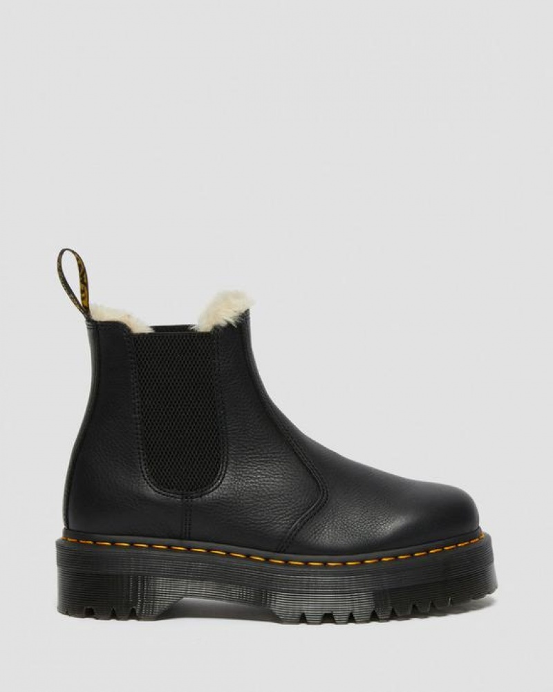 Black Women's Dr Martens 2976 Faux Fur Lined Platform Chelsea Boots | USA_Dr36009