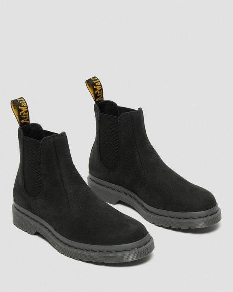 Black Women's Dr Martens 2976 Mono Milled Nubuck Leather Chelsea Boots | USA_Dr87386