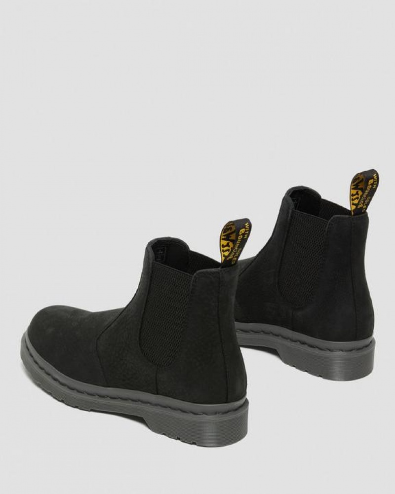 Black Women's Dr Martens 2976 Mono Milled Nubuck Leather Chelsea Boots | USA_Dr87386