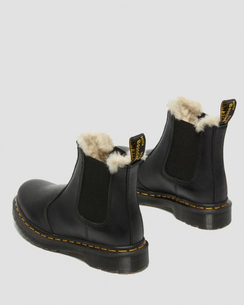 Black Women's Dr Martens 2976 Women's Faux Fur Lined Chelsea Boots | USA_Dr80318