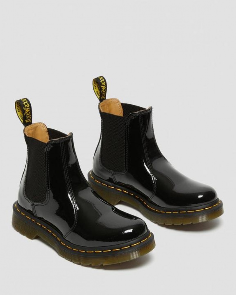 Black Women's Dr Martens 2976 Women's Patent Leather Chelsea Boots | USA_Dr93466