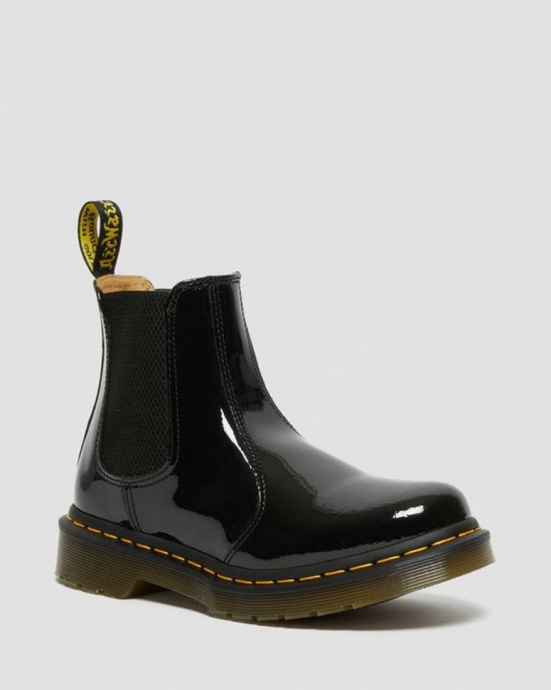 Black Women\'s Dr Martens 2976 Women's Patent Leather Chelsea Boots | USA_Dr93466