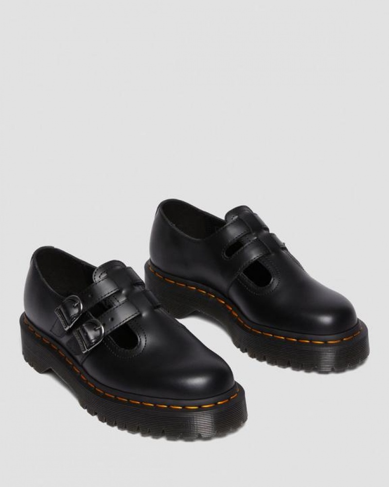 Black Women's Dr Martens 8065 II Bex Smooth Leather Platform Mary Jane Shoes | USA_Dr79749