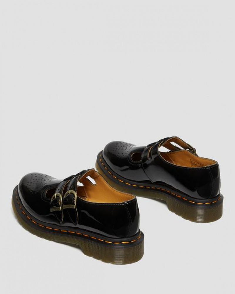 Black Women's Dr Martens 8065 Patent Leather Mary Jane Shoes | USA_Dr93142