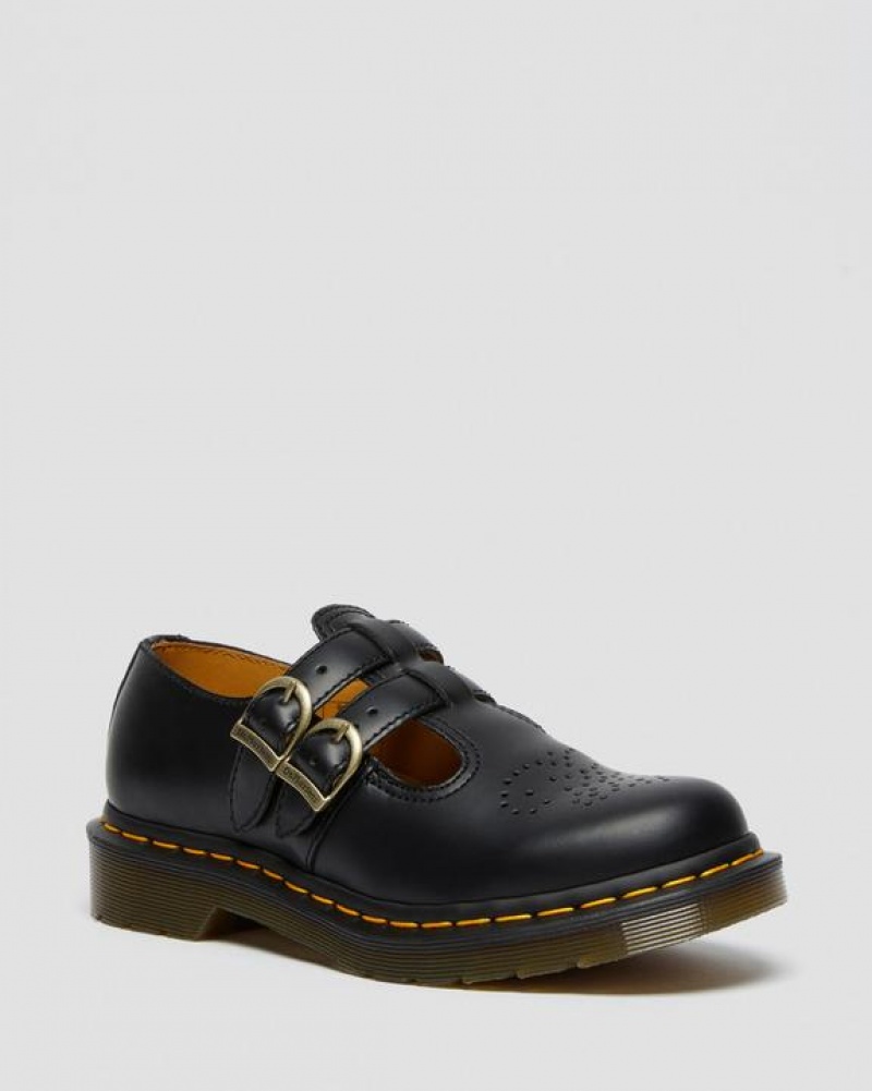 Black Women\'s Dr Martens 8065 Smooth Leather Mary Jane Shoes | USA_Dr86625