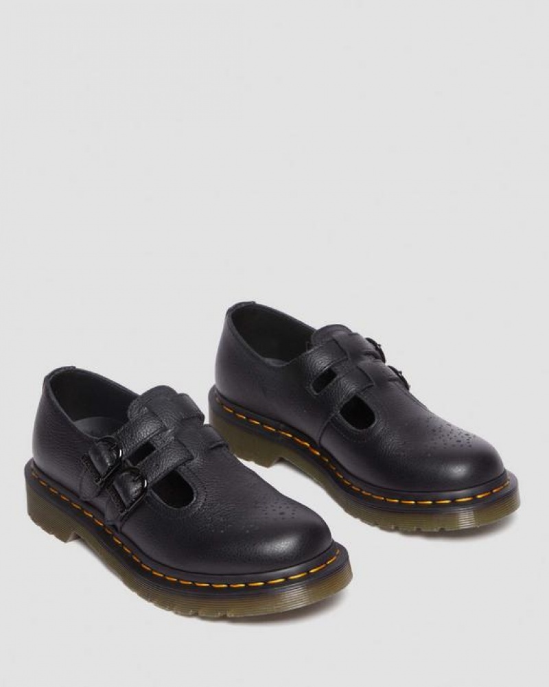 Black Women's Dr Martens 8065 Virginia Leather Mary Jane Shoes | USA_Dr65178