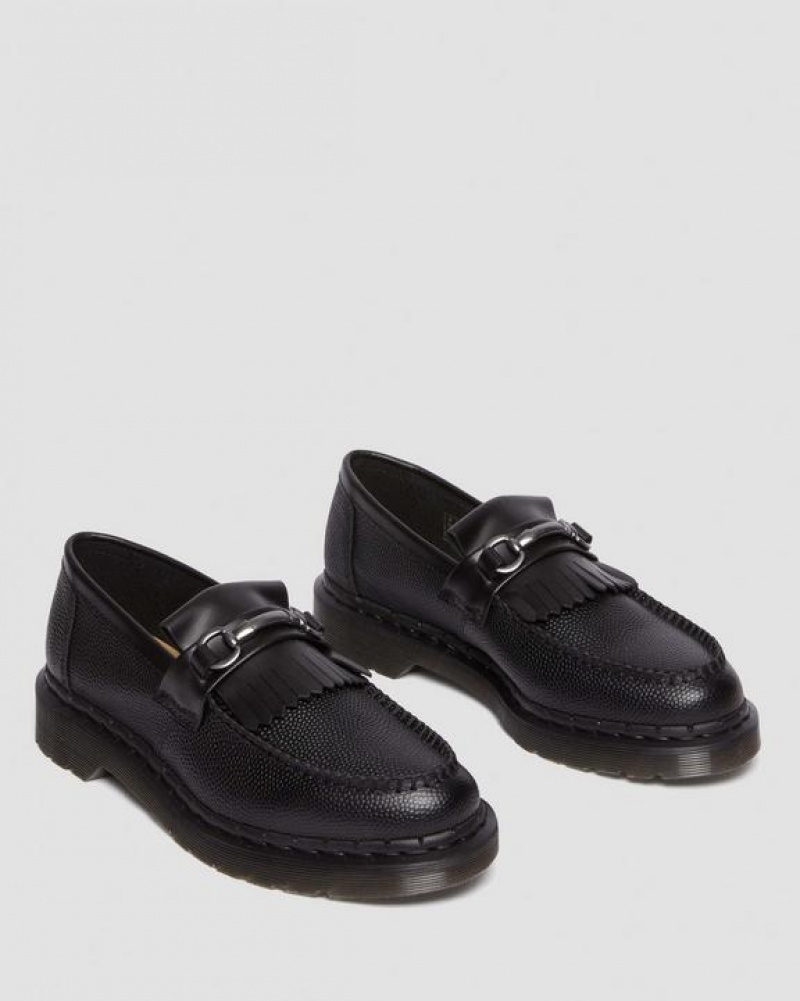 Black Women's Dr Martens Adrian Snaffle Pebble Grain Leather Kiltie Loafers Shoes | USA_Dr70359