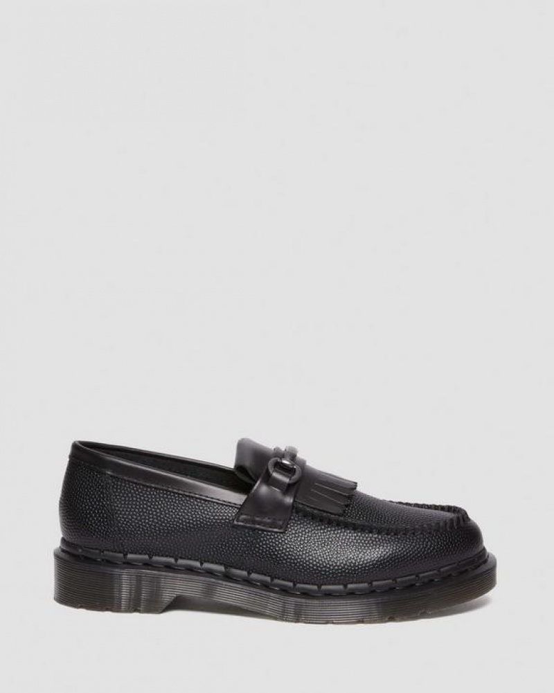 Black Women's Dr Martens Adrian Snaffle Pebble Grain Leather Kiltie Loafers Shoes | USA_Dr70359