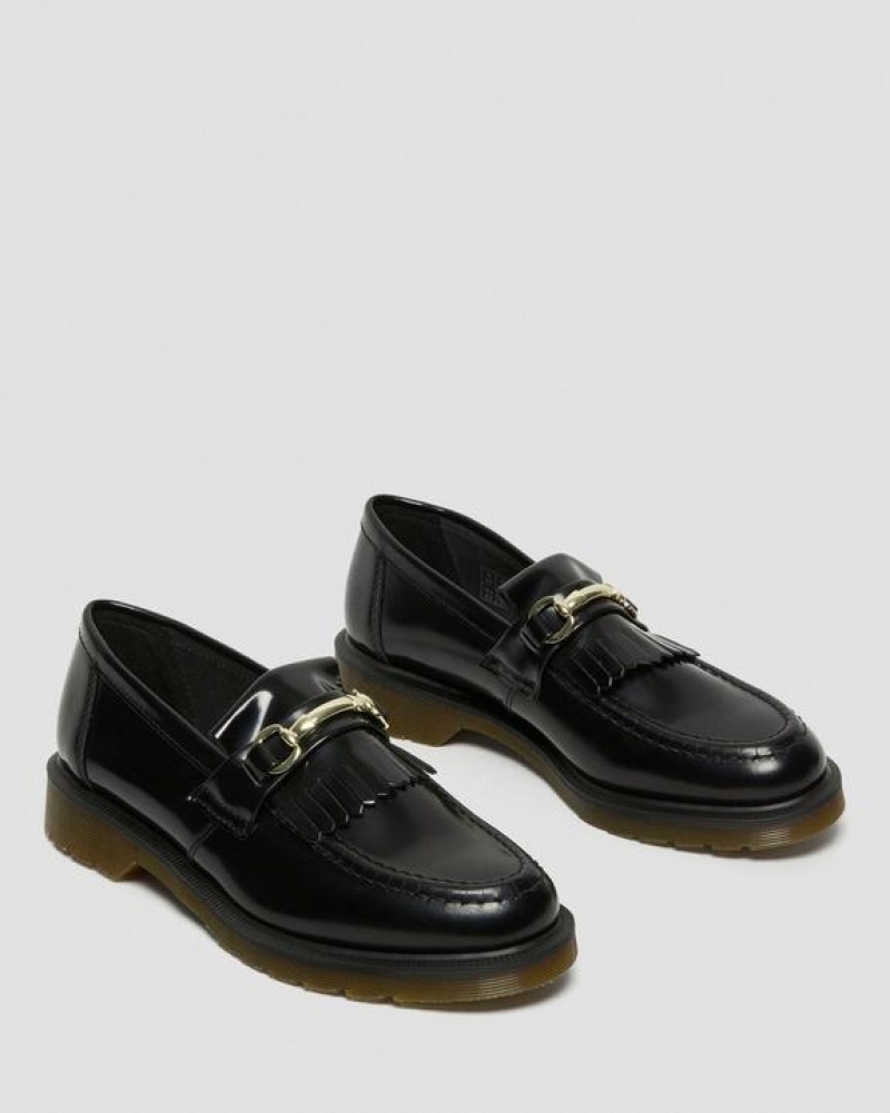 Black Women's Dr Martens Adrian Snaffle Smooth Leather Kiltie Loafers Shoes | USA_Dr54428