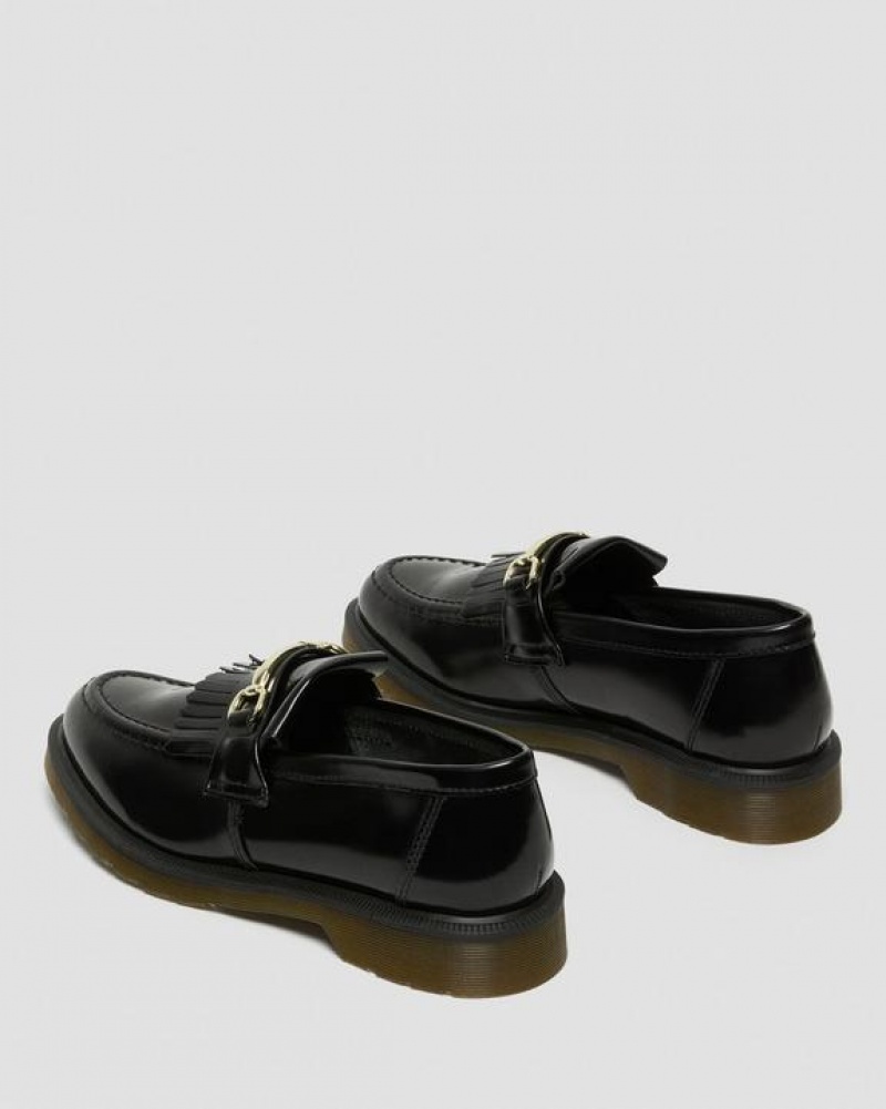 Black Women's Dr Martens Adrian Snaffle Smooth Leather Kiltie Loafers Shoes | USA_Dr54428