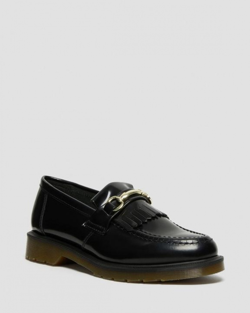 Black Women\'s Dr Martens Adrian Snaffle Smooth Leather Kiltie Loafers Shoes | USA_Dr54428