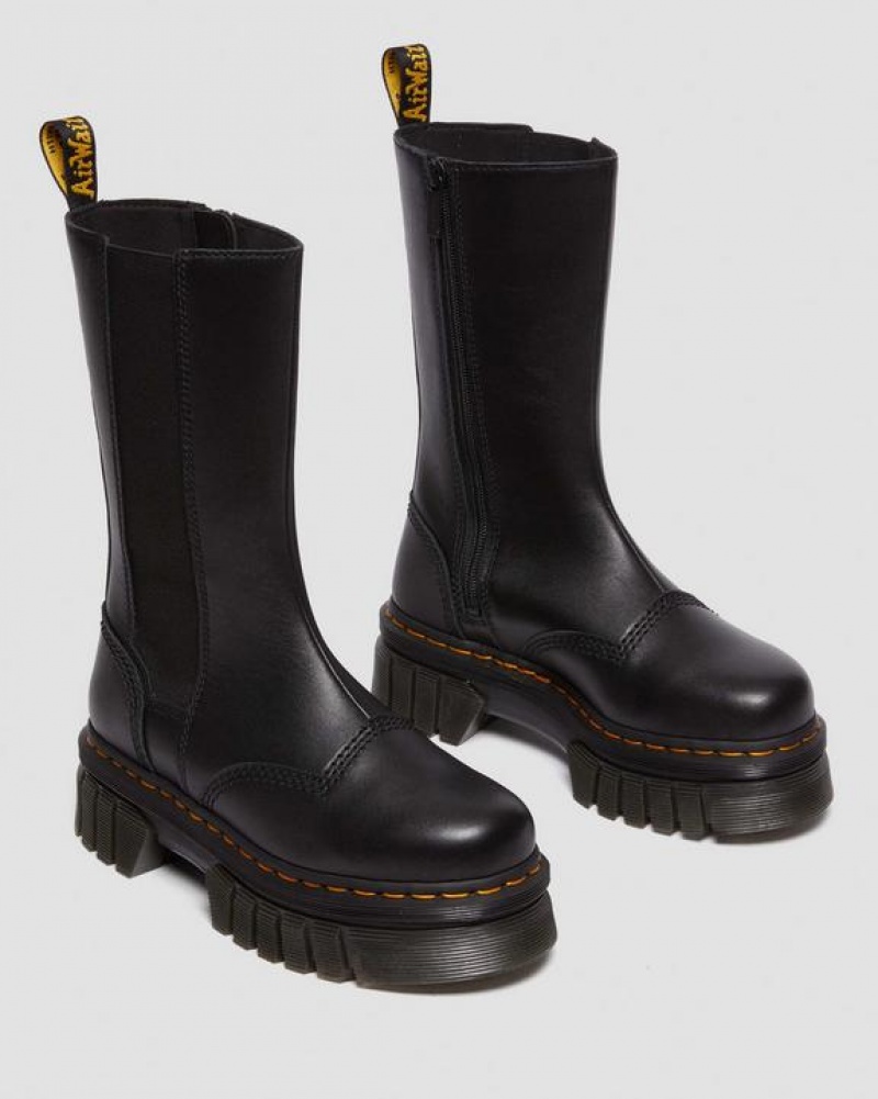 Black Women's Dr Martens Audrick Tall Nappa Leather Platform Chelsea Boots | USA_Dr78845