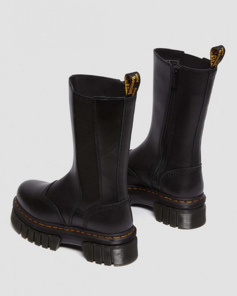 Black Women's Dr Martens Audrick Tall Nappa Leather Platform Chelsea Boots | USA_Dr78845