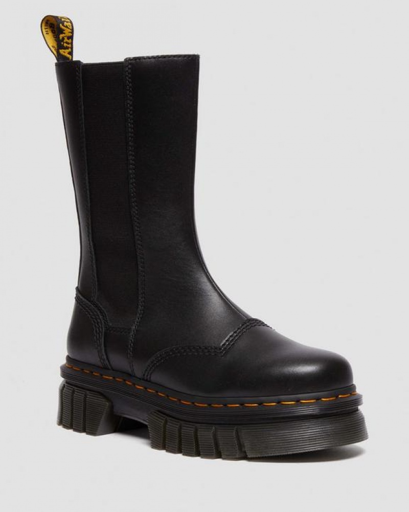 Black Women\'s Dr Martens Audrick Tall Nappa Leather Platform Chelsea Boots | USA_Dr78845