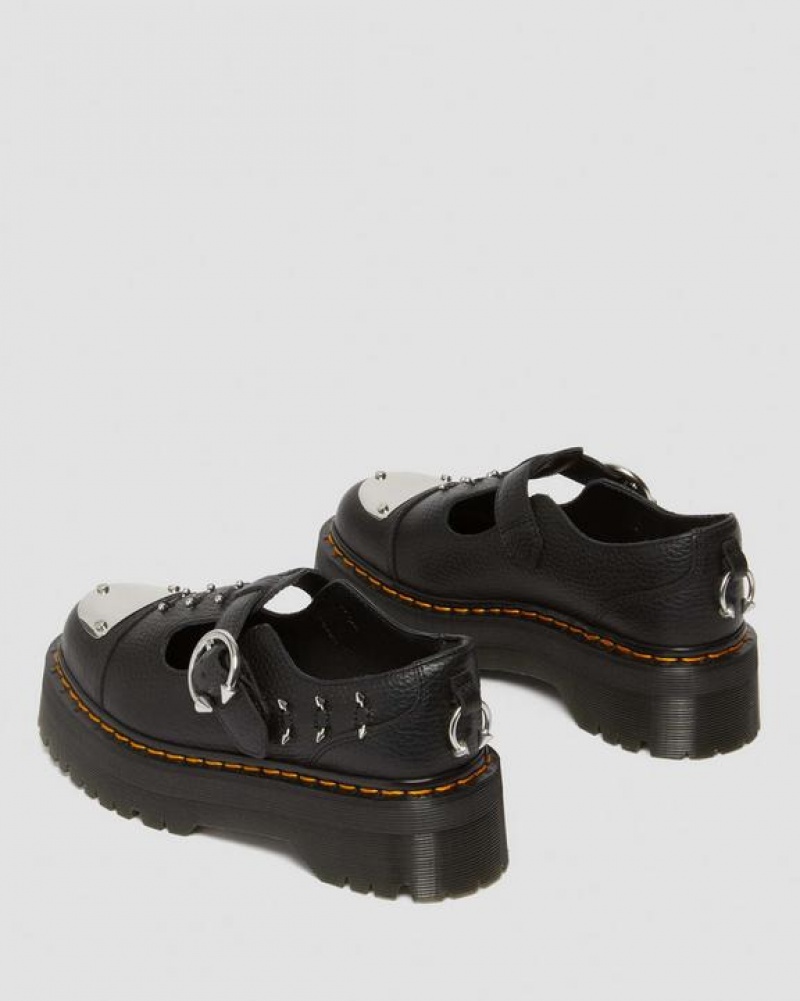 Black Women's Dr Martens Bethan Piercing Leather Platform Mary Jane Shoes | USA_Dr18963