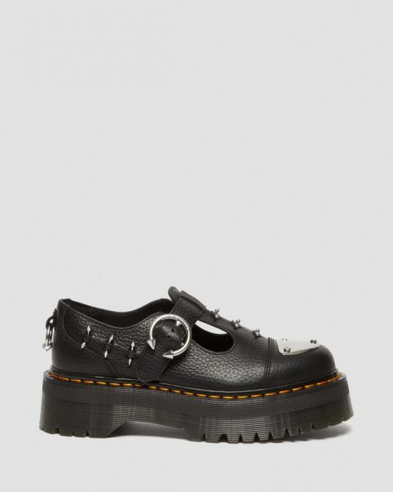 Black Women's Dr Martens Bethan Piercing Leather Platform Mary Jane Shoes | USA_Dr18963