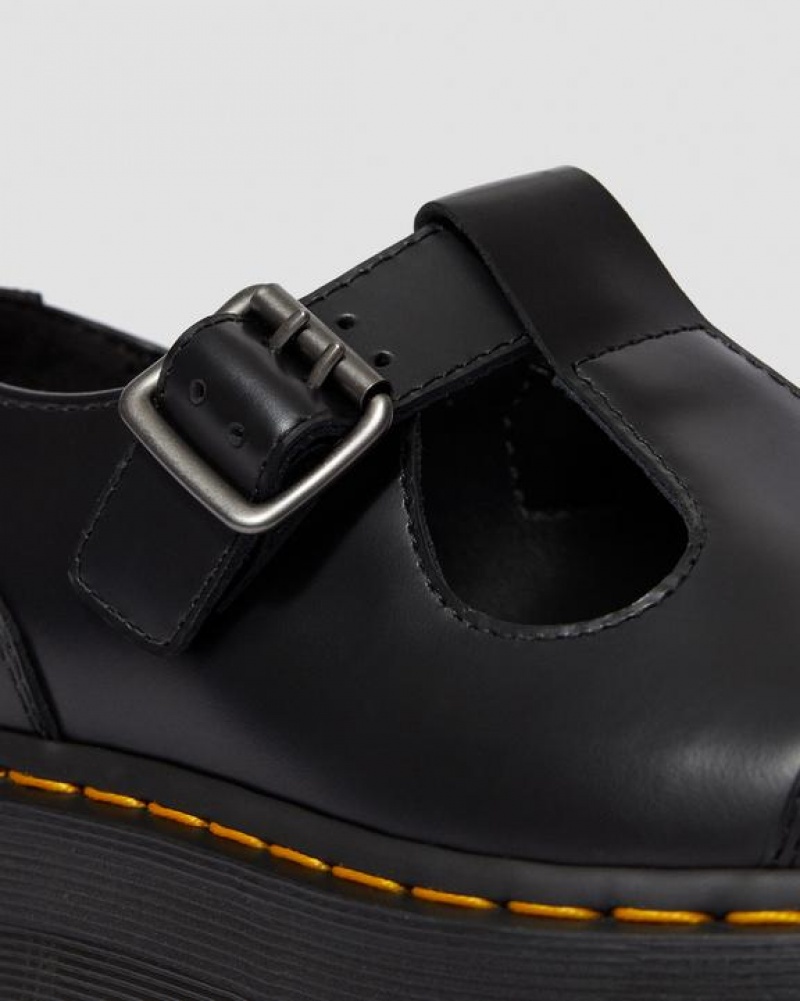 Black Women's Dr Martens Bethan Polished Smooth Leather Platform Shoes | USA_Dr14032