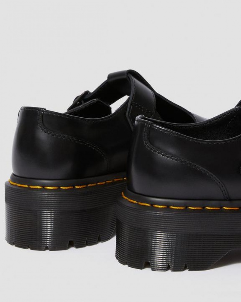 Black Women's Dr Martens Bethan Polished Smooth Leather Platform Shoes | USA_Dr14032