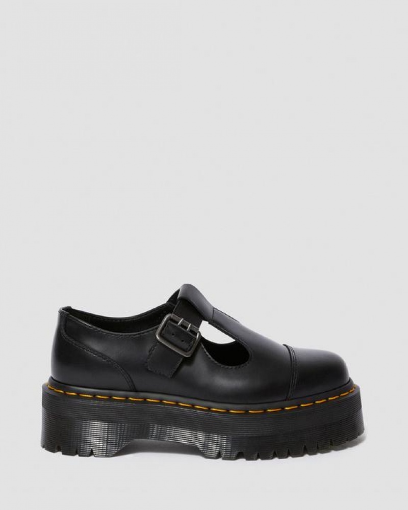 Black Women's Dr Martens Bethan Polished Smooth Leather Platform Shoes | USA_Dr14032