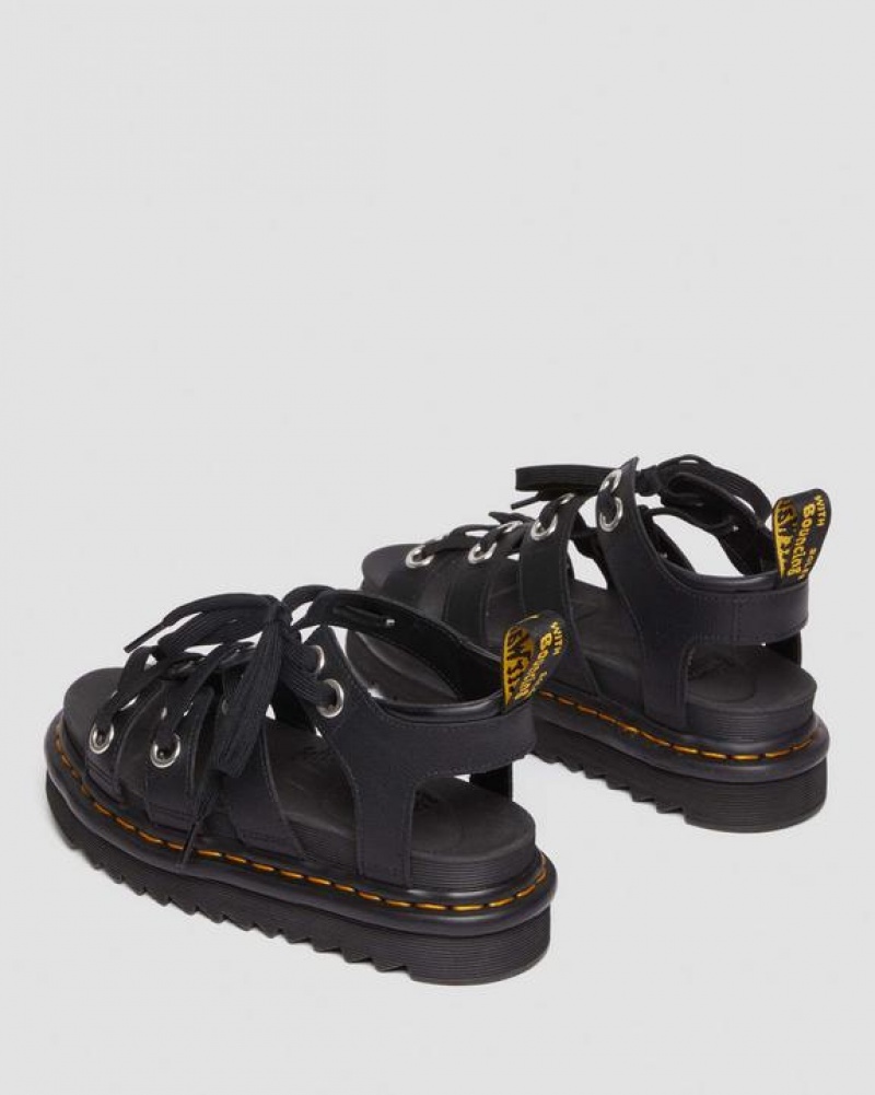 Black Women's Dr Martens Blaire Hardware Leather Strap Sandals | USA_Dr28631