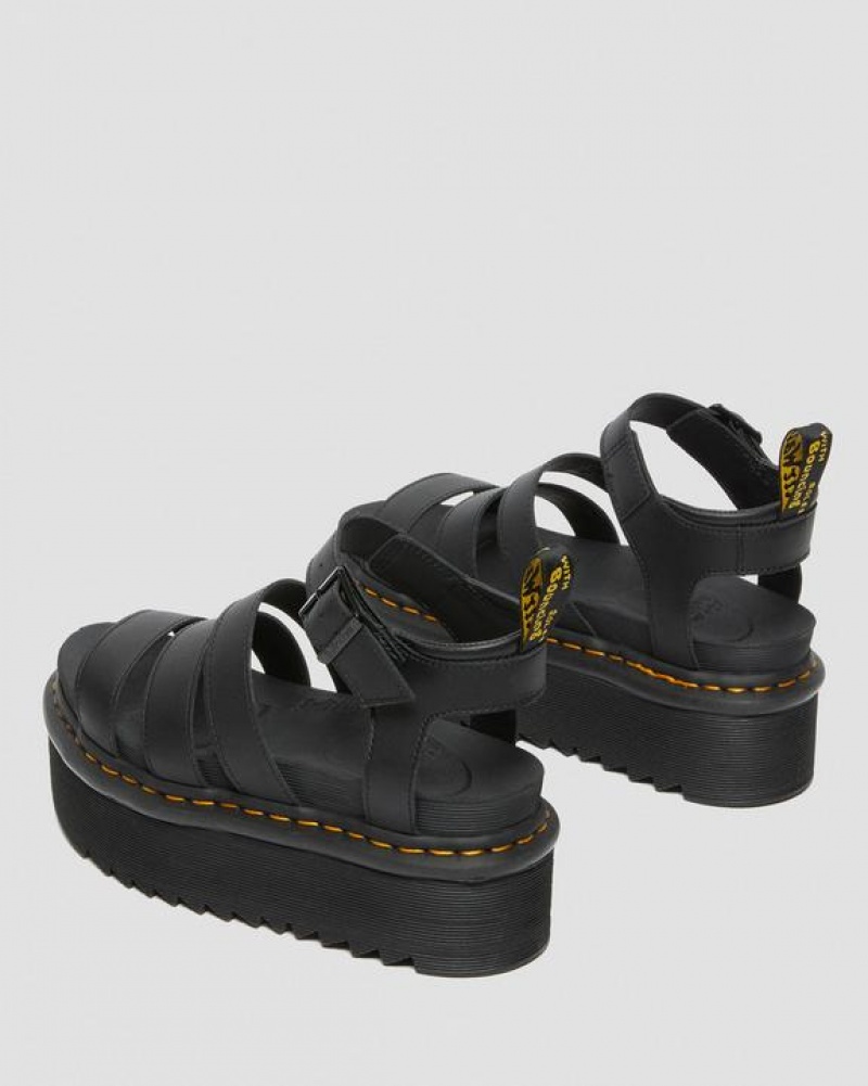 Black Women's Dr Martens Blaire Hydro Leather Platform Strap Sandals | USA_Dr27671