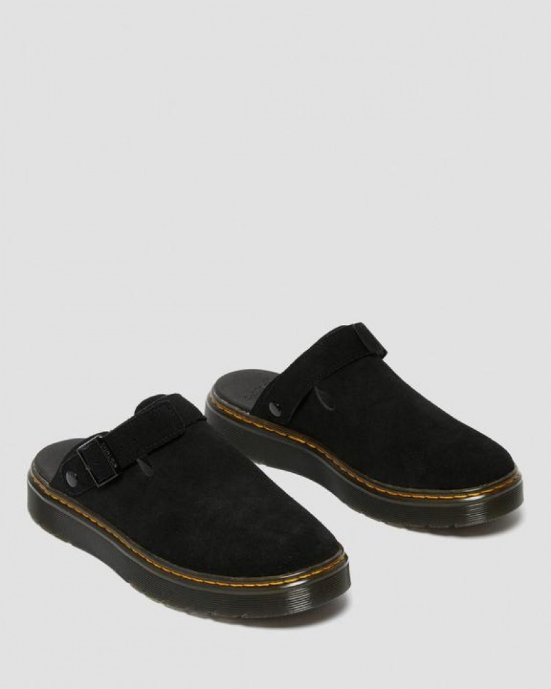 Black Women's Dr Martens Carlson Suede Casual Slingback Mules Shoes | USA_Dr38139