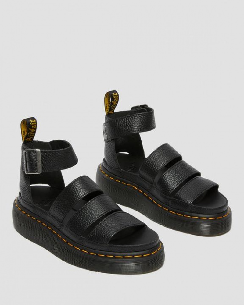 Black Women's Dr Martens Clarissa II Women's Leather Platform Sandals | USA_Dr90071