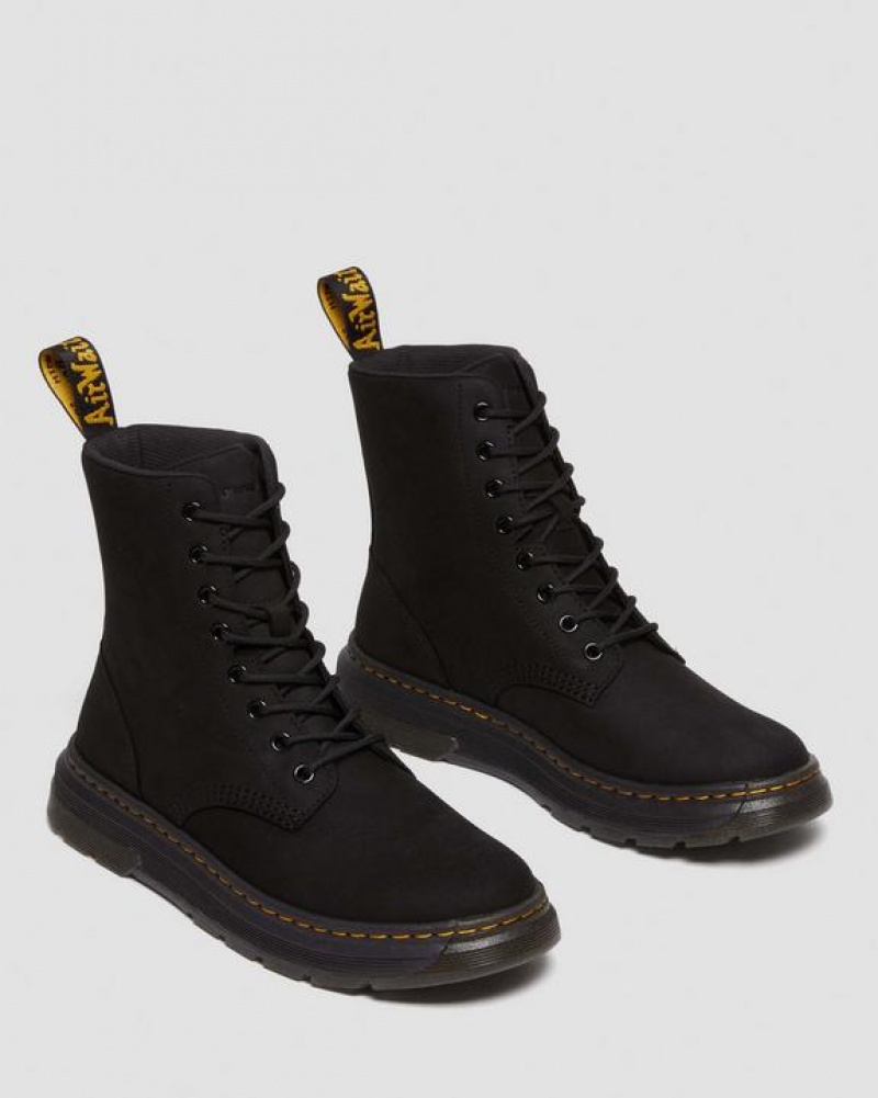 Black Women's Dr Martens Crewson Nubuck Leather Everyday Boots | USA_Dr82349