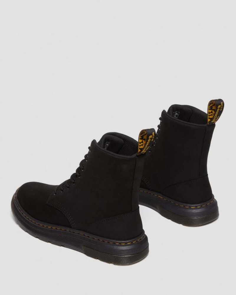 Black Women's Dr Martens Crewson Nubuck Leather Everyday Boots | USA_Dr82349