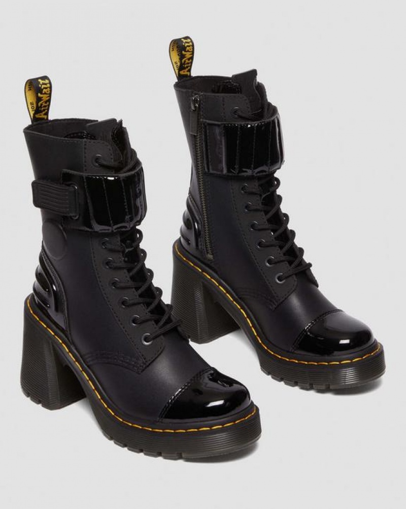 Black Women's Dr Martens Gaya 10-Eye Alternative Leather Heeled Boots | USA_Dr16447